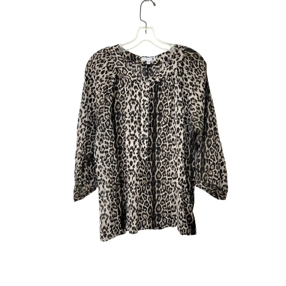 Cotton On Animal Print Leopard Print Peasant Blouse - Picture 1 of 4